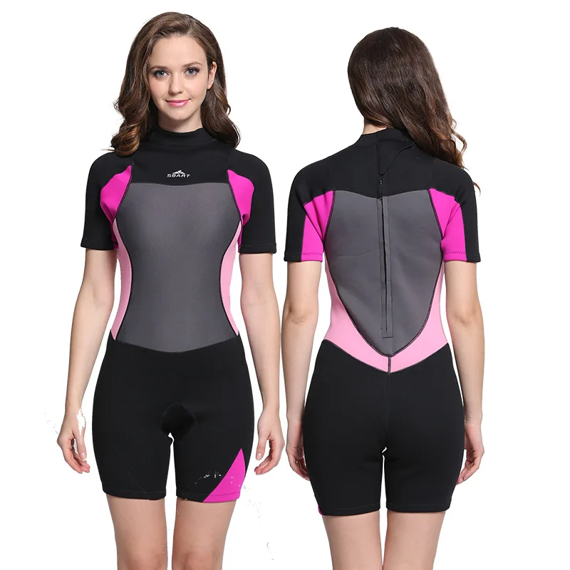 Костюм женский из неопрена с коротким рукавом и молнией на спине|shorty wetsuit|womens shorty