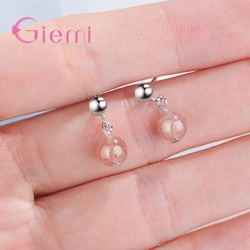 

Crystal-Clear Pretty Bead Pendant New Fashion 925 Sterling Silver For Women Ladies Earrings Jewelry Present Accessories