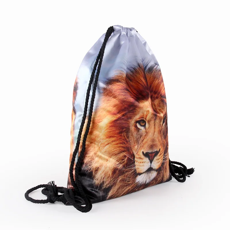 18 шт./лот сумка-кисет 3D Lion Printed/Оксфорд школьные сумки для мужчин женщин сумка