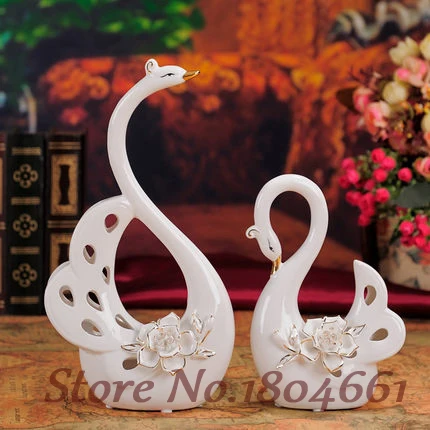 

HOT ceramic swan home decor crafts room decoration ceramic kawaii ornament porcelain figurines animal figurines decorations