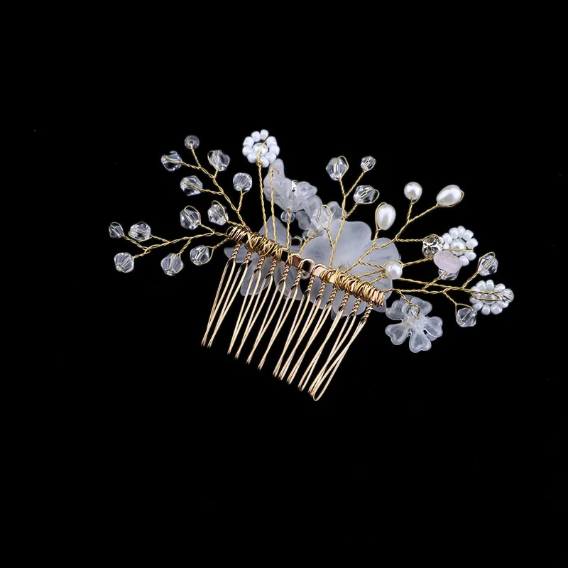 Модные Стиль с цветами и жемчугом для невесты ручной работы свадебные украшения