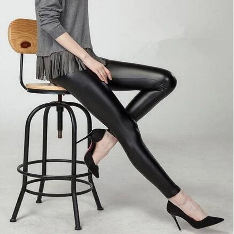 Женские леггинсы из искусственной кожи облегающие эластичные пикантные брюки