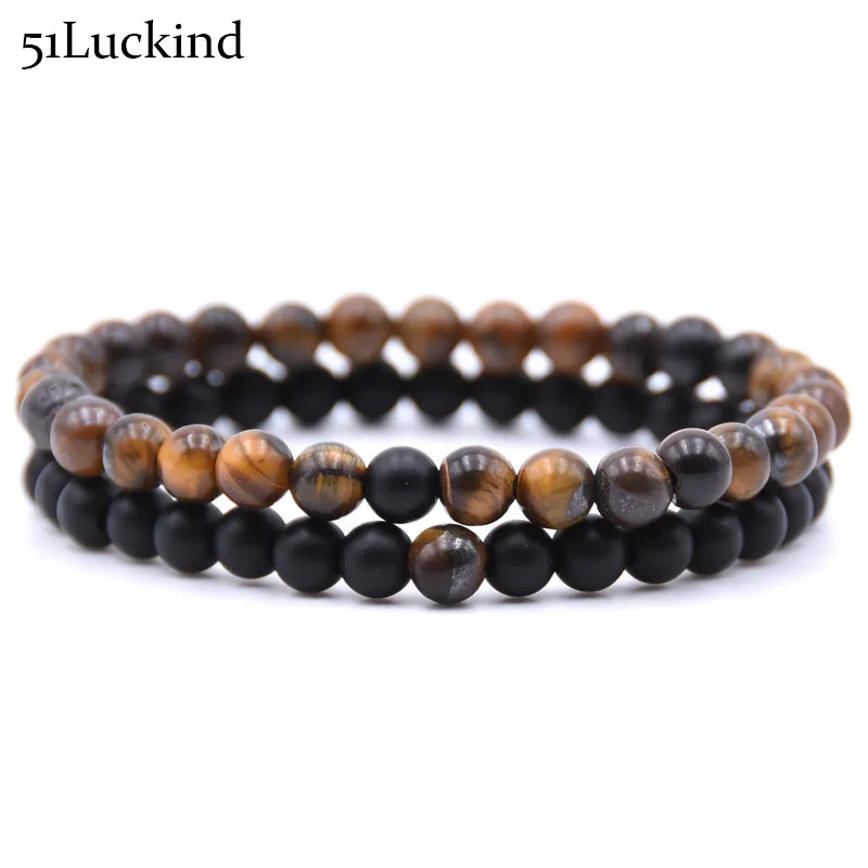 2 шт./компл. 6 мм натуральный камень бисер расстояние браслет амулеты ручной