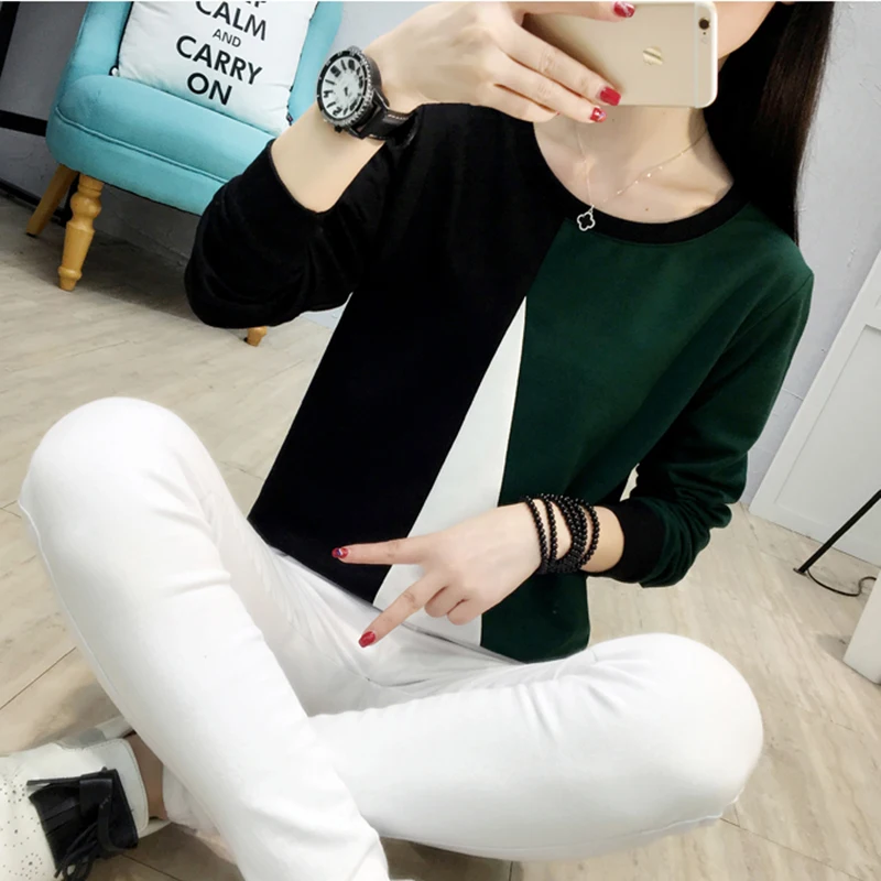 

shintimes Tee Shirt Female 2020 Autumn Long Sleeve Loose T Shirt Women Casual Plus Size Cotton Tshirt Ladies Tops Vetement Femme