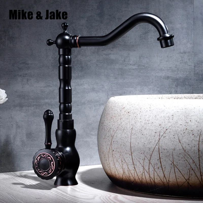 Высокий смеситель для ванной комнаты США черный кран раковины с креплением на