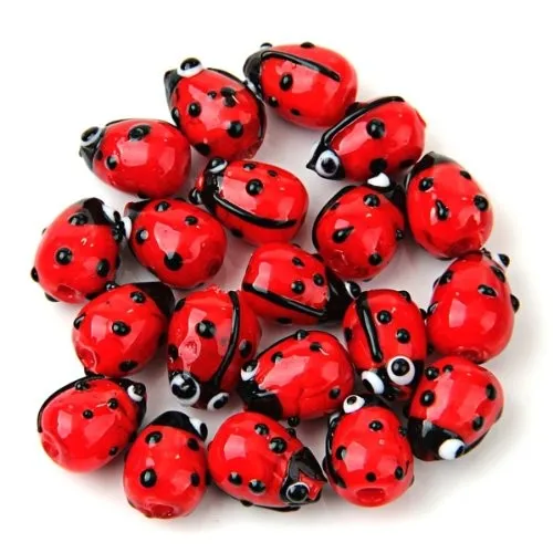 Оптовая продажа бусин божьей коровки около 100 шт./партия красного цвета Божья