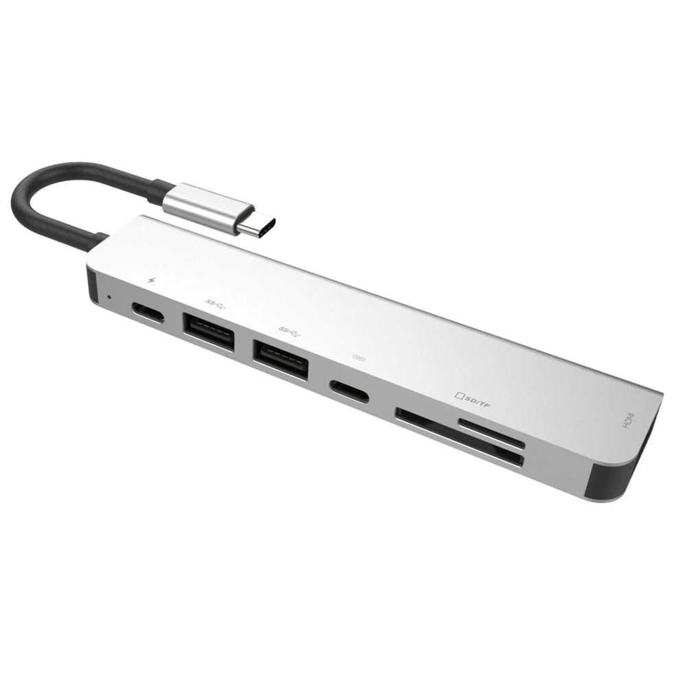 7-в-1 Тип C концентратор мульти Порты и разъёмы HDMI адаптер Ethernet Порты и разъёмы с 2 портами(стандарт 3,0 Порты с 60WPower доставки для macbookand более USB C концентратор USB