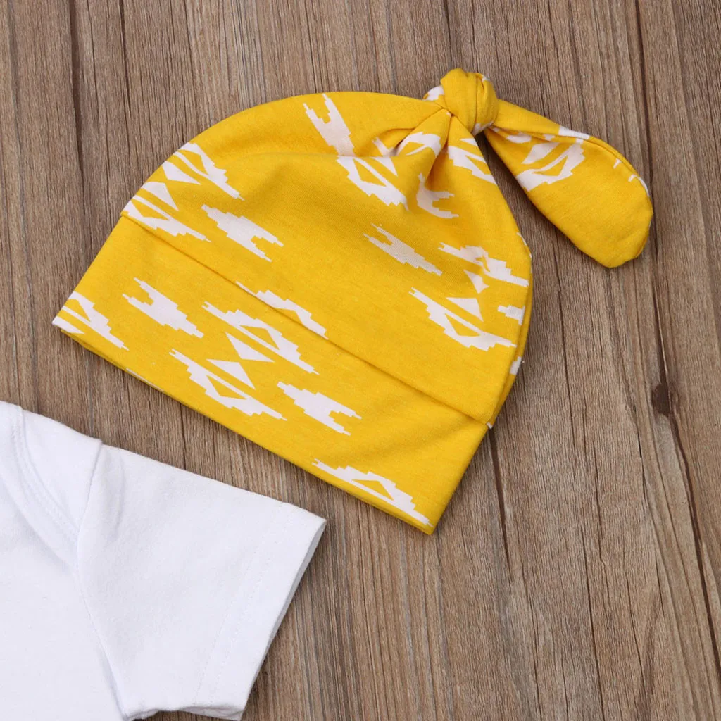 2019 Infant Baby boy summer clothes Toddler Letter Cartoon Printed Romper Tops+Pants+Hat Outfits Set kid Dropshipping | Детская одежда