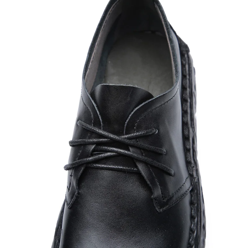 

DRKANOL British Style Handmade Genuine Leather Flat Shoes Women Flats Oxford Shoes Soft Comfortable Round Toe Women Casual Shoes