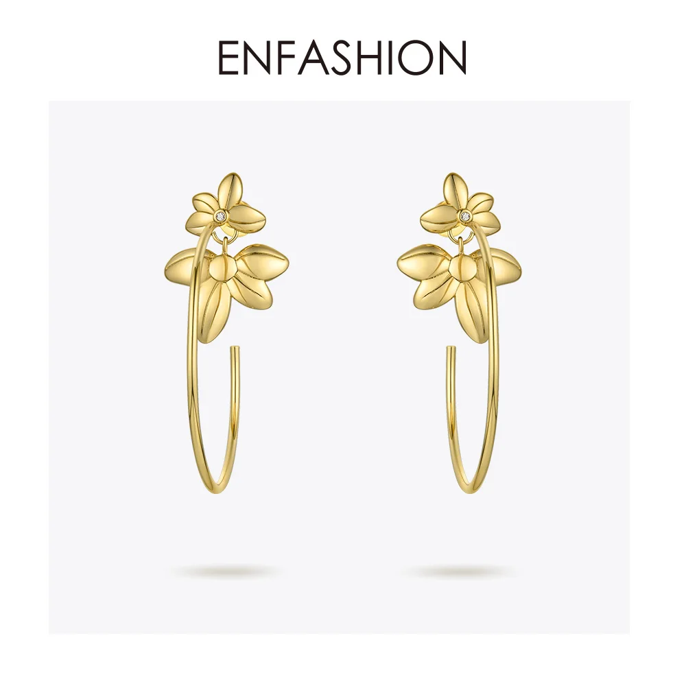 ENFASHION серьги кольца цветок для женщин золотой цвет массивные большие круглые