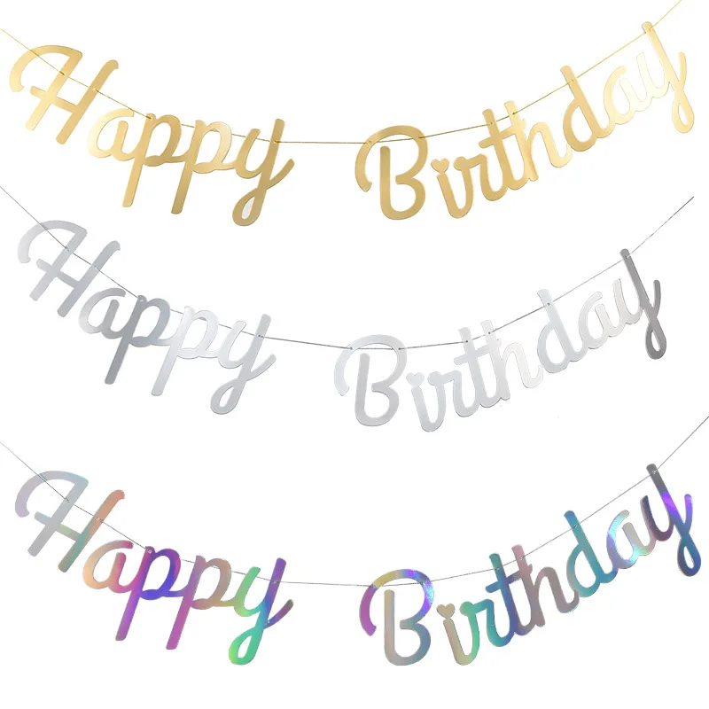 1 комплект бумажных баннеров с надписью Happy Birthay гирлянда для детского душа