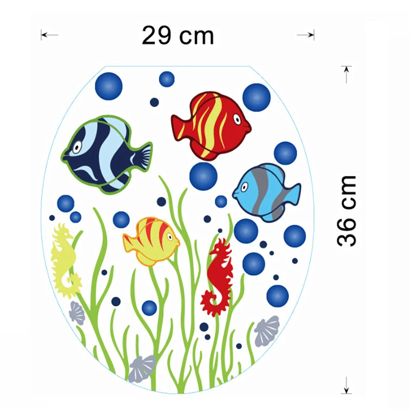 Красочные Sealife рыбы Туалет наклейки на сиденья ванная комната украшения Diy