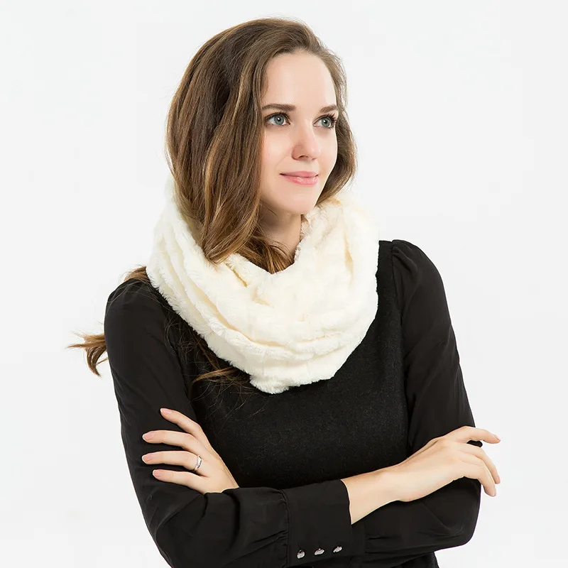 Шарф из искусственного меха для мужчин и женщин, модный эластичный длинный нагрудник с вышивкой, двухслойные бесконечные шарфы AA10054 on.
