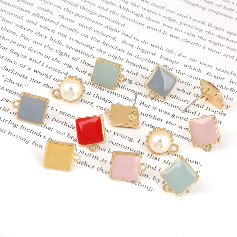 Модные женские популярные металлические Эмалированные Медные жемчужные серьги 6