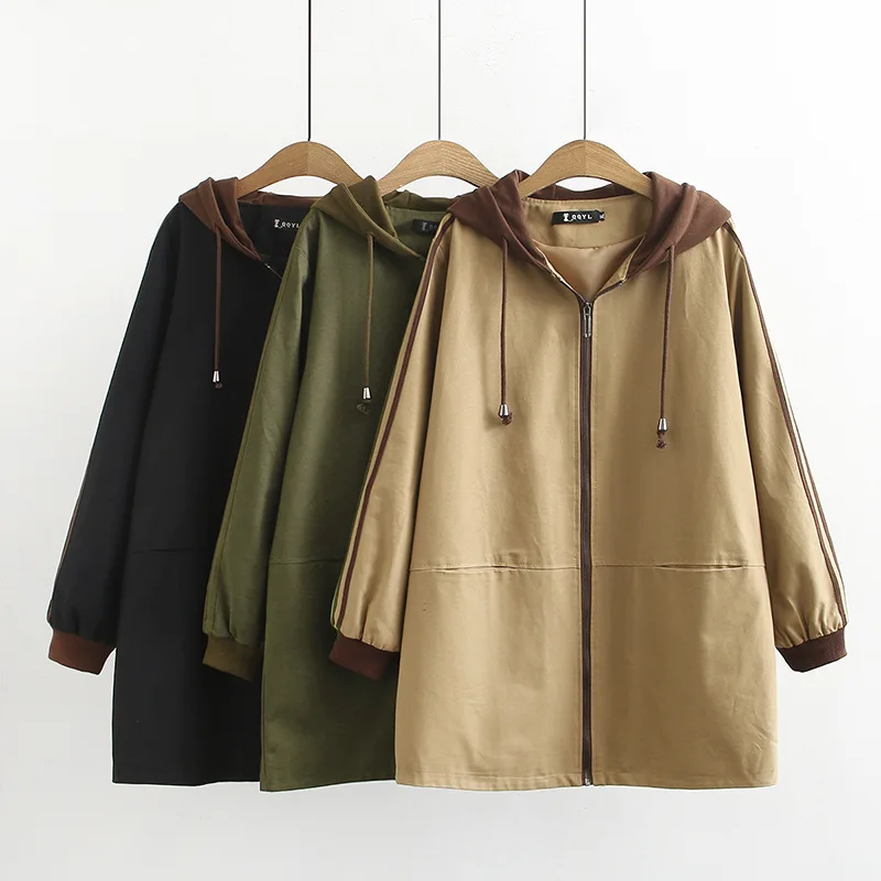 

Fashion Hooded Jackets Women Spring Autumn Plus size 4XL Casual Tops Baseball uniform Female Short Cotton Windbreaker Coats G117