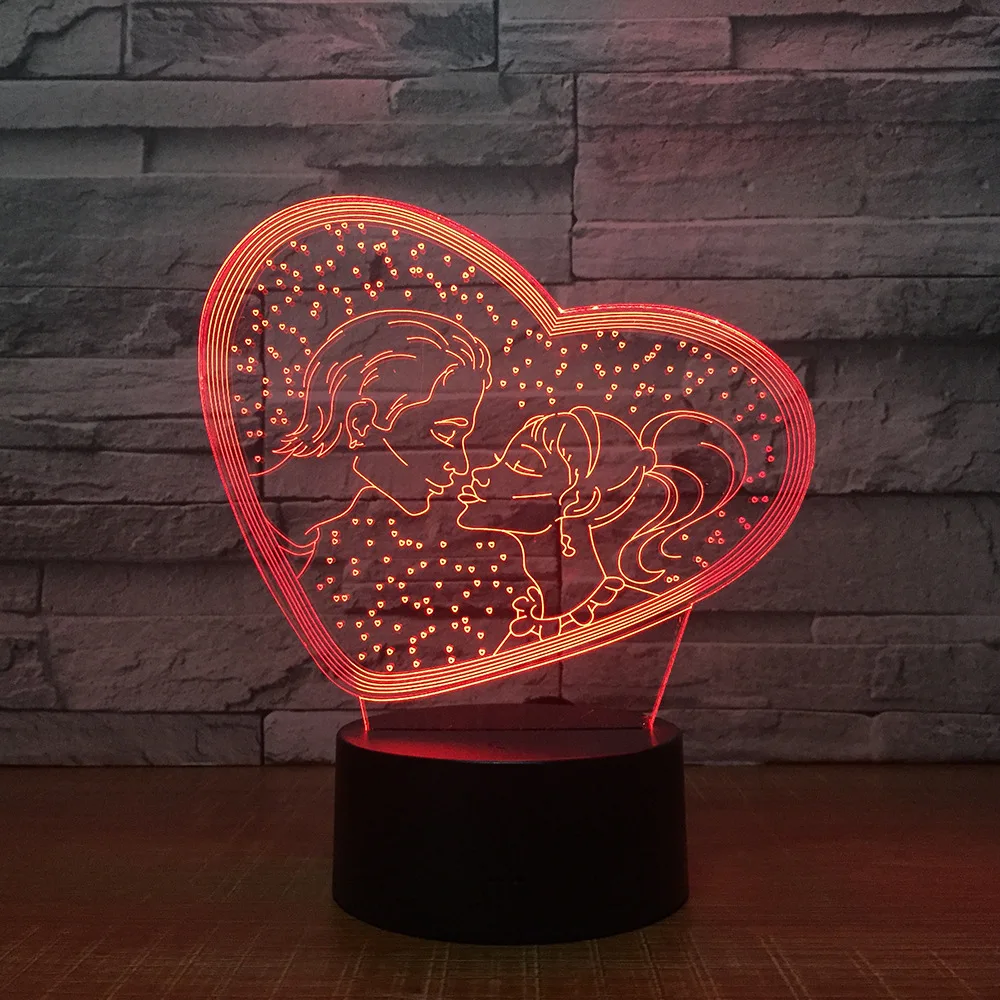 С надписью I LOVE YOU Сладкий Любовник Сердце 3D светодиодный USB лампа Романтические