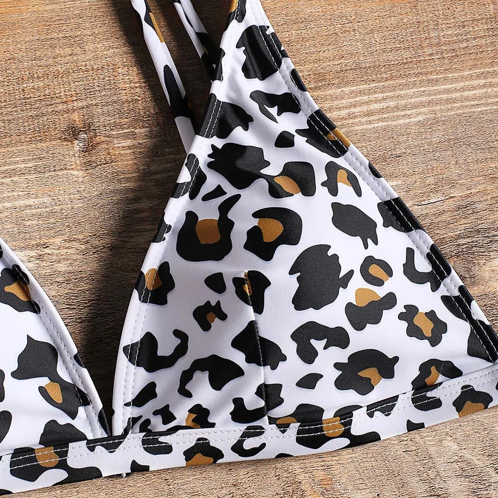 Женский купальник с леопардовым принтом комплект бикини из двух предметов