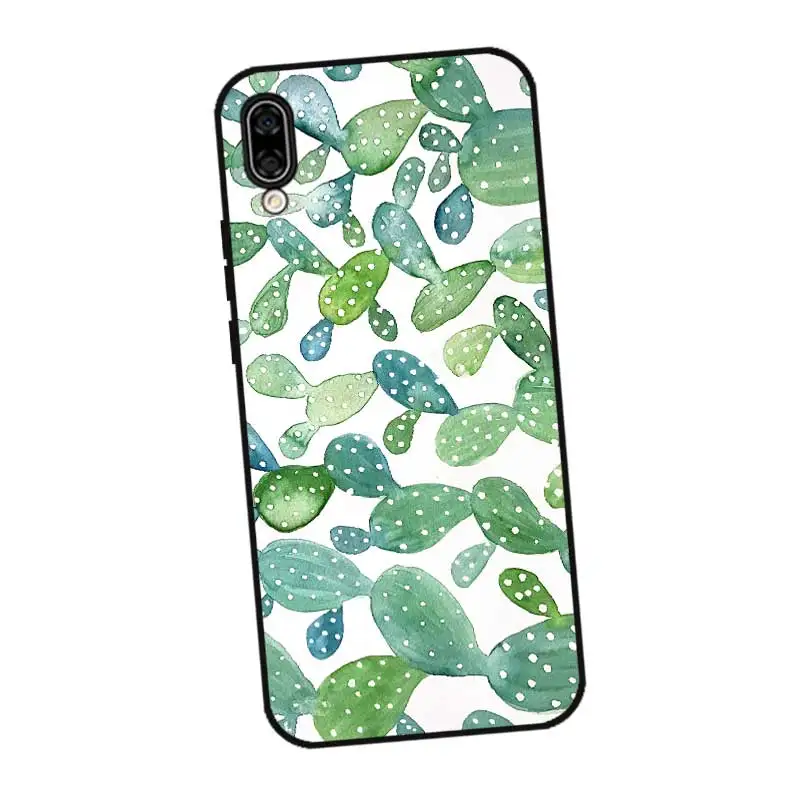 N278 Cactus Watercolour Black Silicone Case Cover For Huawei Honor 6A 6C 6X 7C 7X 8 Lite Pro |