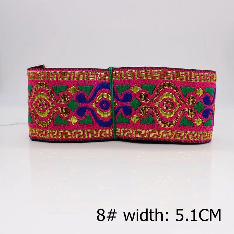 [Buy2 получить 1 бесплатно] 7 ярдов/партия Китайская национальная вышитая лента для одежды DIY ручной работы швейная ткань пояс аксессуар для украшения кружева - Цвет: (8) width 5.1CM