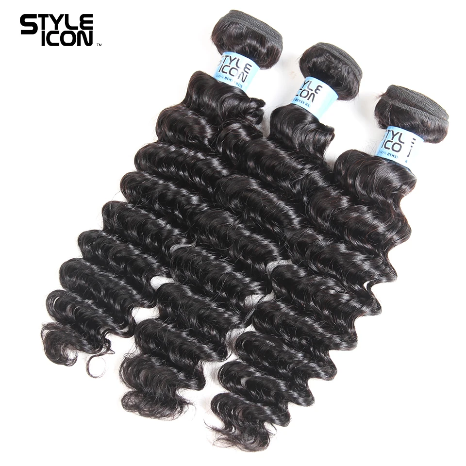 Styleicon 13x4 Lace Frontal Closure With Bundles Peruvian Deep Wave Human Hair Non Remy Extension | Шиньоны и парики
