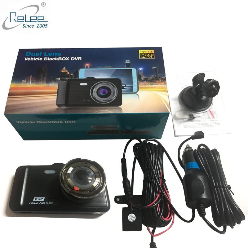 Relee Автомобильный видеорегистратор Dash Cam с двумя линзами задняя камера для автомобиля WDR видеорегистратор ночного видения 1080 P Автомобильный видеорегистратор в черном корпусе