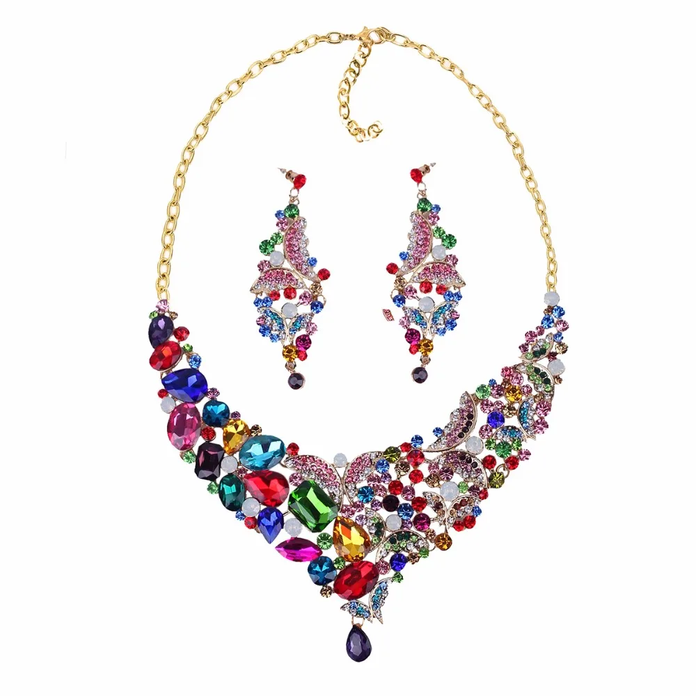 Набор украшений из 2 предметов роскошные сережки и ожерелье с австрийским