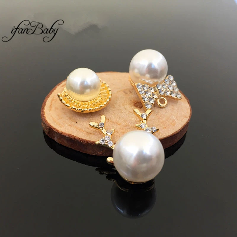 

Alloy Flat back Buttons for DIY hair accessories rhinestone pearl buttons