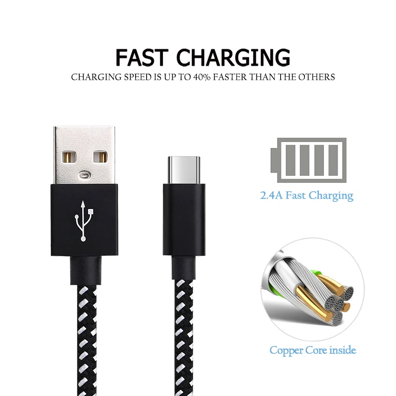1 м 2 USB Дата синхронизации type C кабель провод для быстрой зарядки samsung S8 S9 Plus Mi Max 3