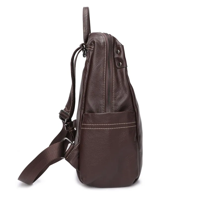 Рюкзак ZENCY женский из 100% натуральной кожи ранец телячьей кофейного цвета|Женские