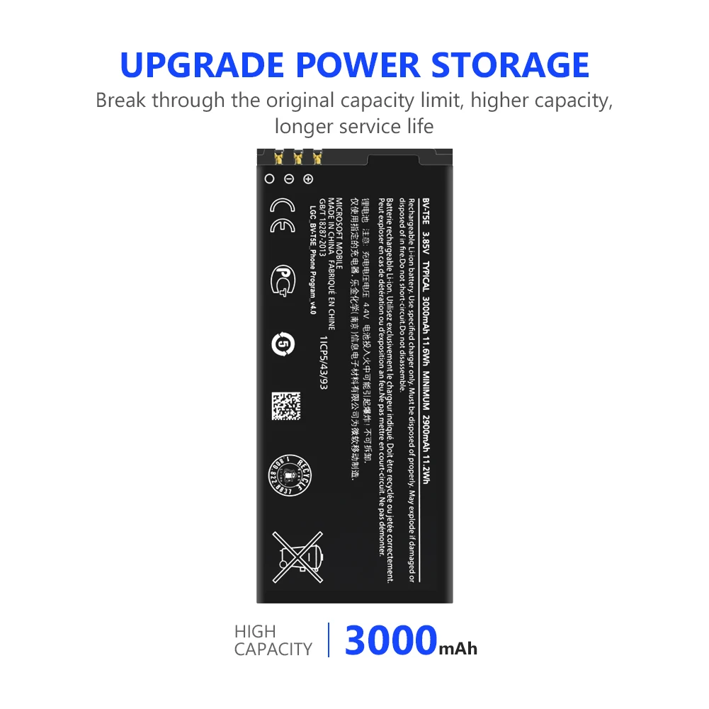 Литий ионный аккумулятор BVT5E/BV T5E Cellpone для Nokia Microsoft Lumia 950 3 85 В 3000 мА/ч с зарядкой от