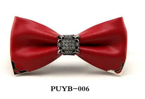 Men's PU leather handmade bow tie Trendy metal diamondd silver | Аксессуары для одежды