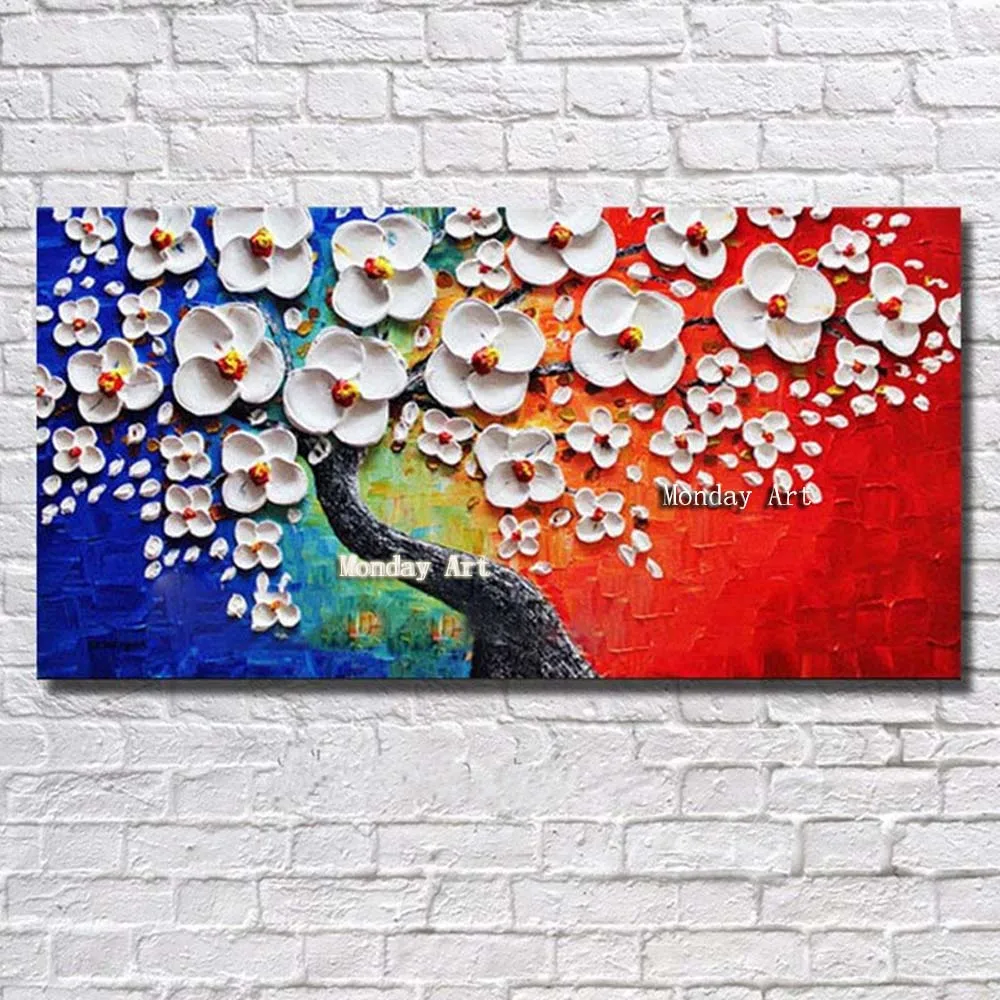 

Handpainted knife flower painting Abstract Acrylic Flower picture handpainted Palette Knife Painting Home Decor for living room