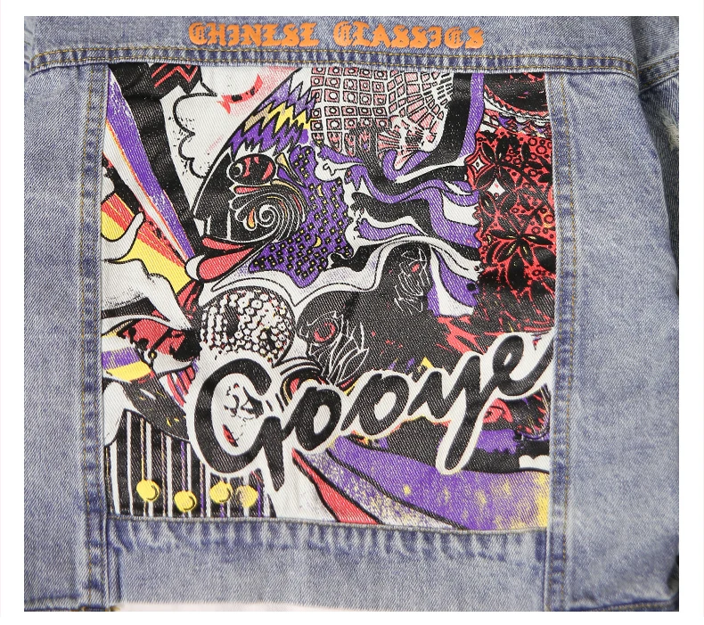 

2019 Autumn Children Graffiti Sticker Printing Denim Jackets Student Casual Cowboy Coat Long-sleeved Modis Jeans Jacket Y1591