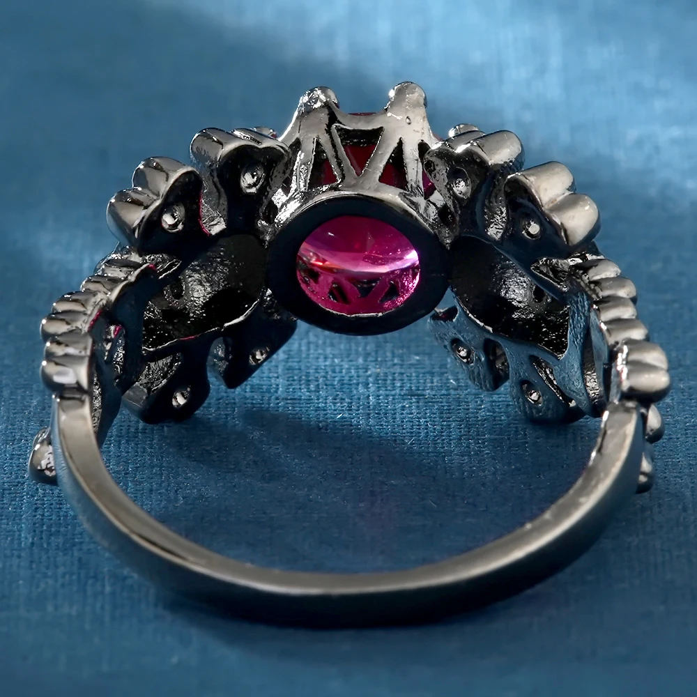 Мужское и женское кольцо в стиле панк с красным фианитом|cz rings|ring punkwomen rings |