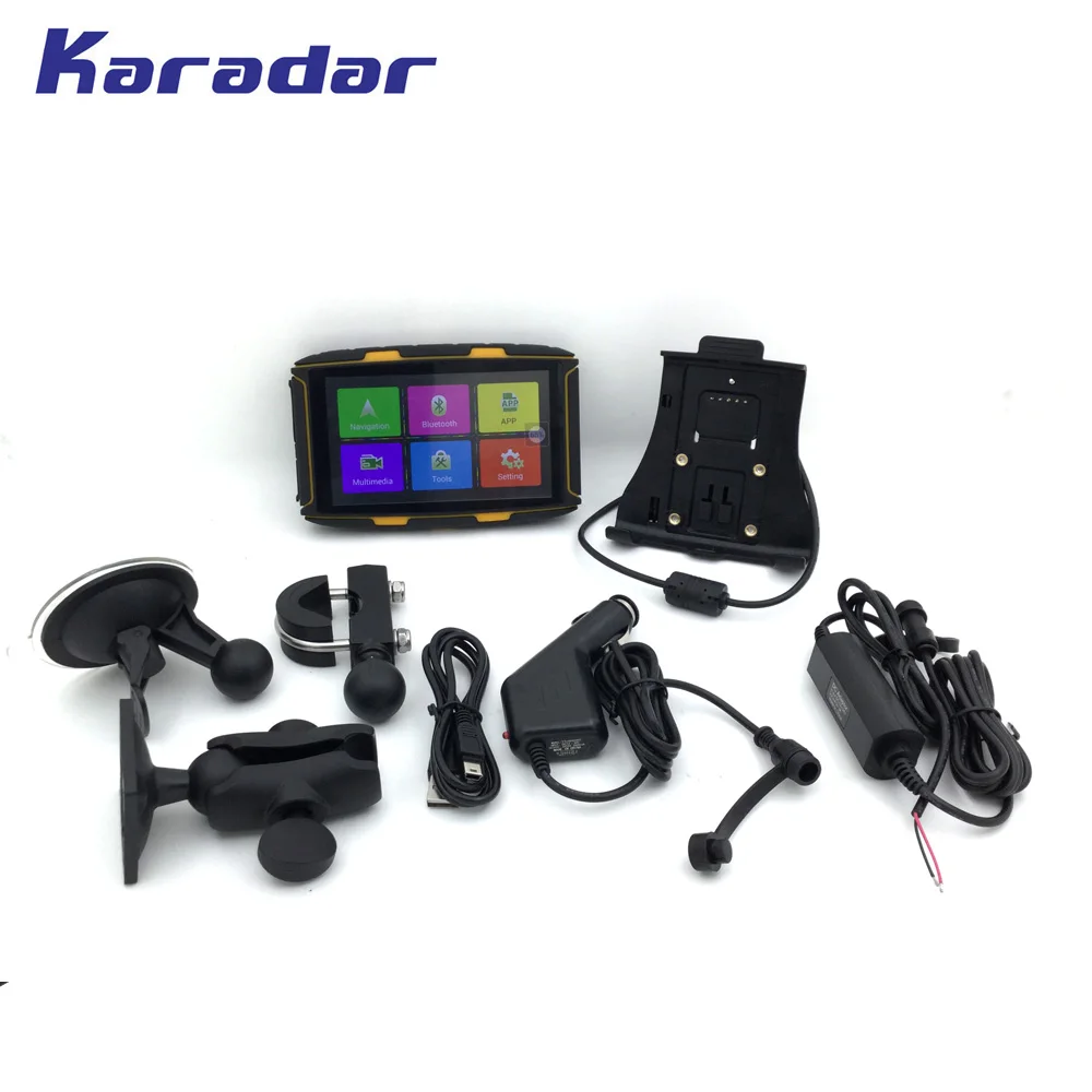 KARADAR лучший Водонепроницаемый IPX7 мотоцикл GPS Android6.0 с WI FI Bluetooth FM радио AV IN IPS 854*480