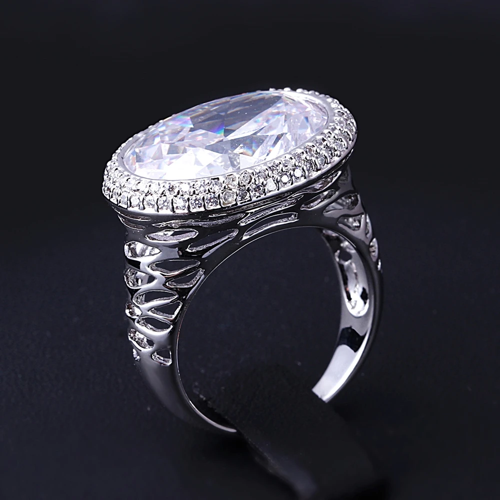DC1989 Big Stones Big Rings For Women Bridal Engagement Ring Simulated Cubic Zircon Pave Setting Lead Free Rhodium Gold Plated