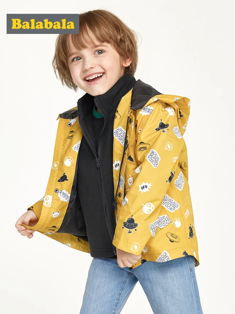 Куртка Balabala для мальчиков тонкая 2019 новая ветрозащитная теплая с начесом детская