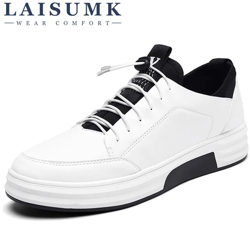 

2020 LAISUMK New Leather Men's Flats Design Winter Fur Style Men Shoes Fashion Lace Up Casual Male Shoes