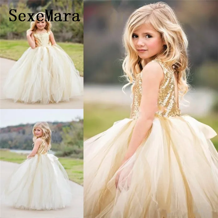Новый топ с золотыми блестками пышное платье из тюля для девочек на день рождения