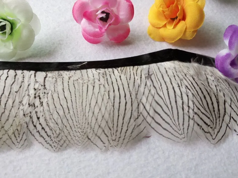 1 метр натуральный фазаны перья отделка края пояса, DIY декоративная одежда, шляпы, головной убор, ремесла и другие художественные аксессуары - Цвет: natural