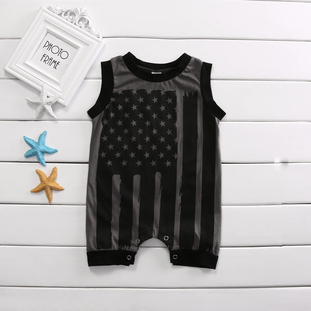 Summer 2017 Newborn Toddler Kids Baby Boys Girls Sleeveless Striped Flag Romper Jumpsuit Clothes Outfits | Детская одежда и обувь