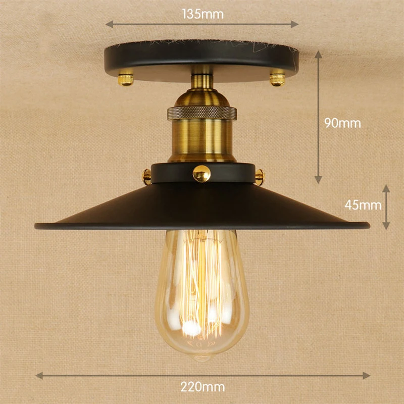 

Vintage LED Ceiling Lights Modern Industrial Ceiling Lamp Living Room Bedroom Retro Plafonnier Black Iron Plafondlamp E27 110V