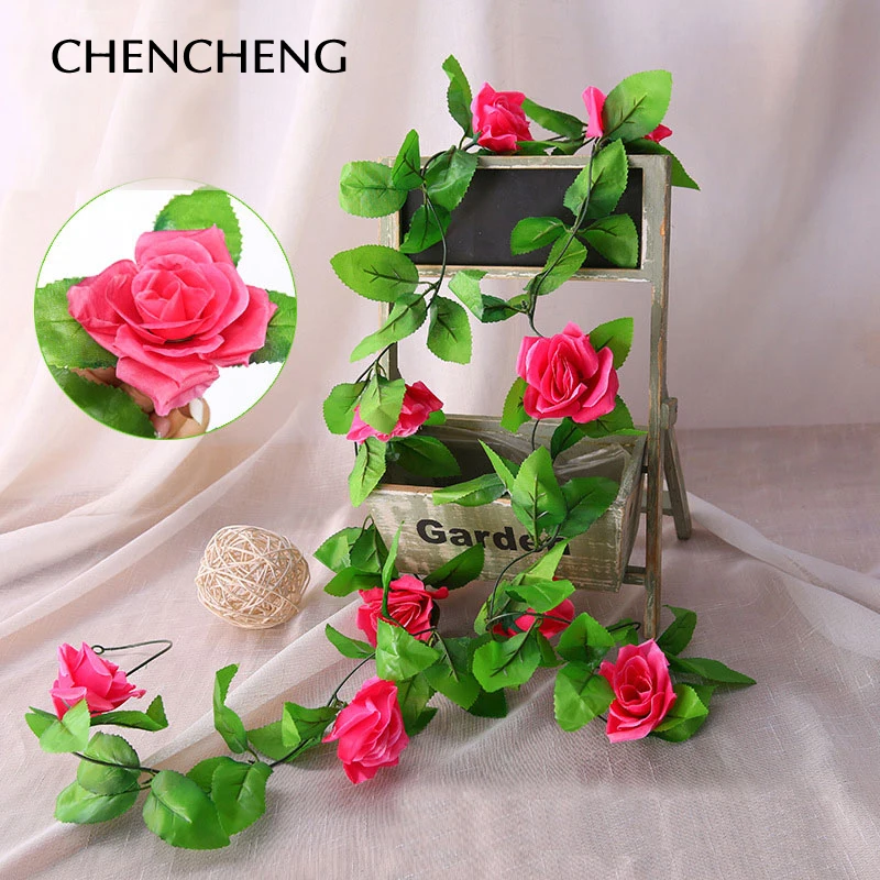 CHENCHENG 250 см искусственные розы из шелка Плющ Vine настенные Искусственные цветы с