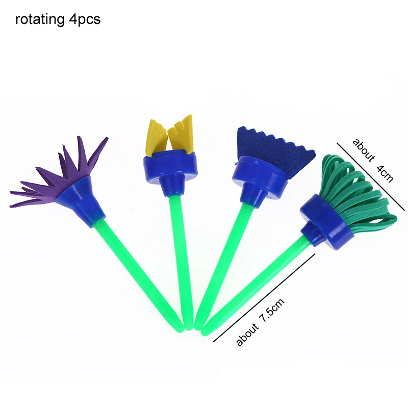 rotating 4pcs Граффити художественные принадлежности для рисования школьные канцелярские принадлежности поворачивать, вращать губку пены живопись Роликовые щетки - Цвет: rotating 4pcs