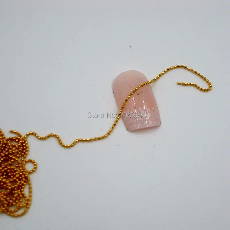 MDA-03 1M Gold 1.0MM Tiny Beads Without Facets Chain Shape Metal Nail Decoration | Красота и здоровье