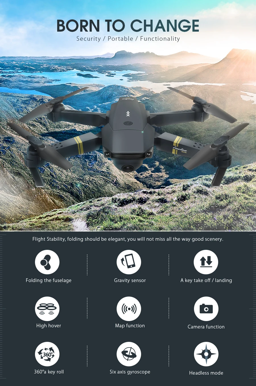Wi Fi FPV с широкоугольной HD камерой режим высокой фиксации складной ручной RC