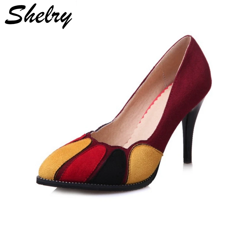 2017 новый дизайн женщины насосы замши женская обувь с каблуками мелкая рот