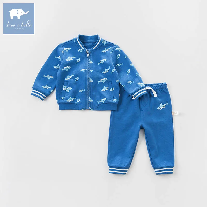 DBZ7246 dave bella spring baby boys blue clothing sets toddler children suit high quality outfits Clothing Suits |