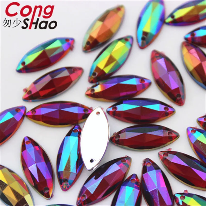 Cong Shao 200 шт. 8*18 мм AB яркие бриллиантовые кристаллы акриловые стразы с плоским