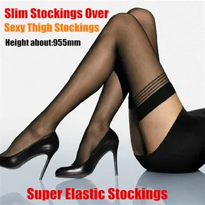 2 пары! Полупрозрачные сексуальные ультратонкие сексуальные женские чулки 73-95 см, Суперэластичные Прозрачные шелковые чулки до бедра, силиконовая лента